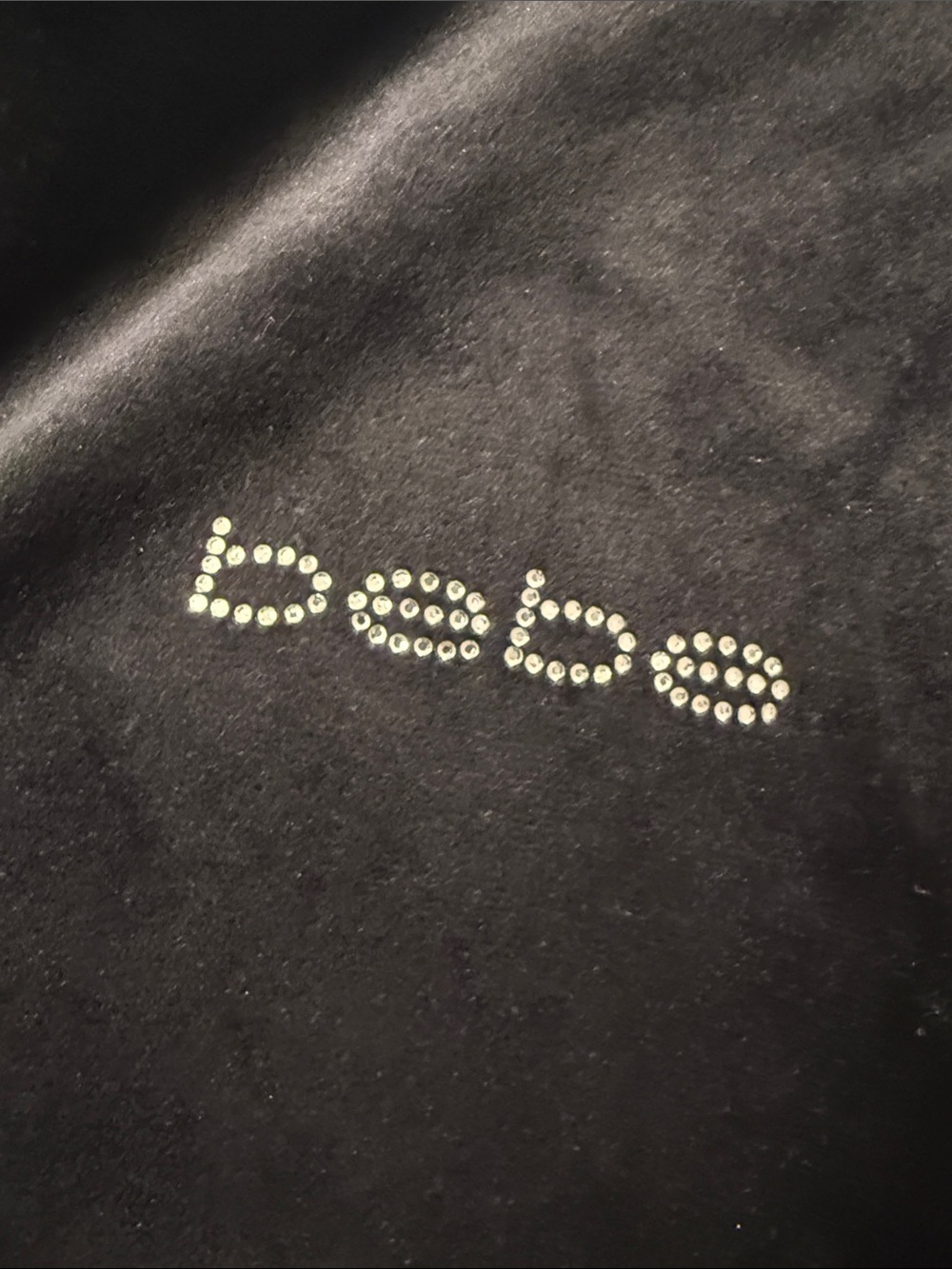 bebe Black Velour Zip-Up Hoodie with Striped Trim - Picture 5 of 7